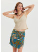 Double Breasted Elastic Waist Petrol Summer Trousers 4546